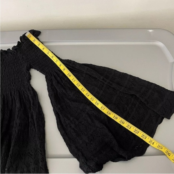 NWT Free People Women’s Black Knit Lace Bell Sleeve Gothic Fairy Mini Dress L - Picture 5 of 10